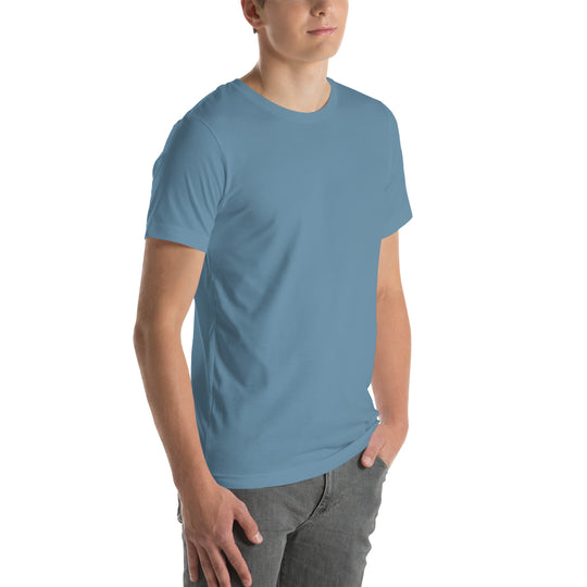 Front of Blue climbing tee